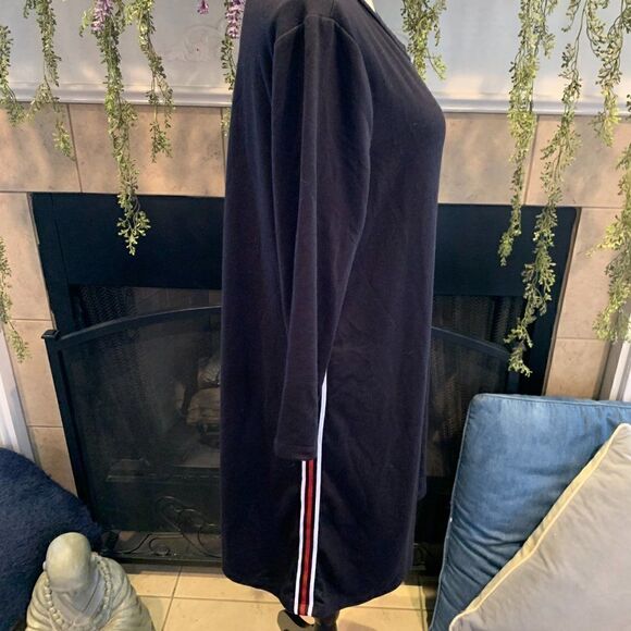 Como Blu navy long sleeve knit dress with ribbon red white and blue stripe L - Picture 4 of 8